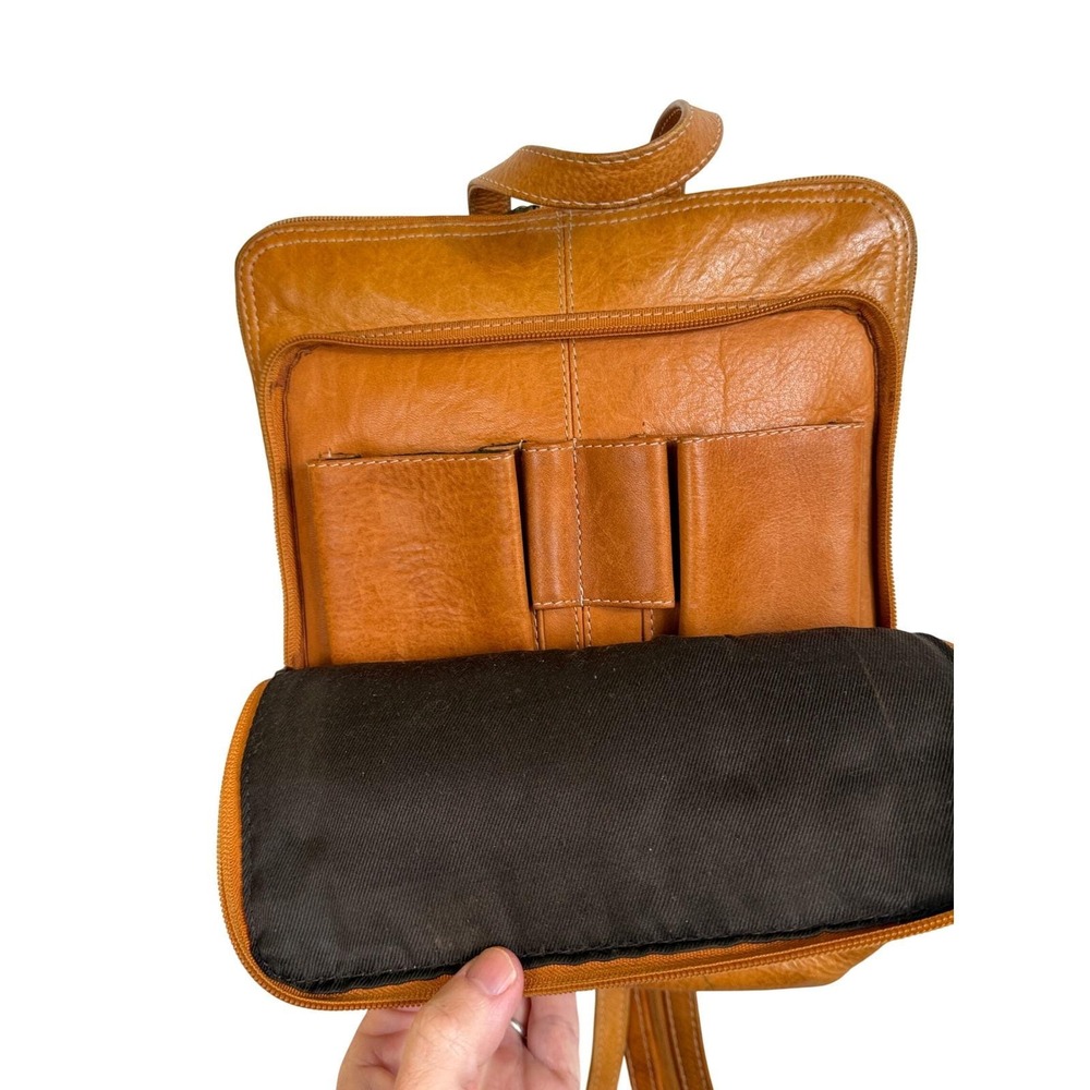 Chaos Leather Collection Vintage Sling Backpack Convertible Tan Leather Bag OS - Picture 6 of 11